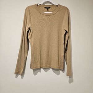 Banana Republic Ribbed Long Sleeve Top, Size XL, Tan